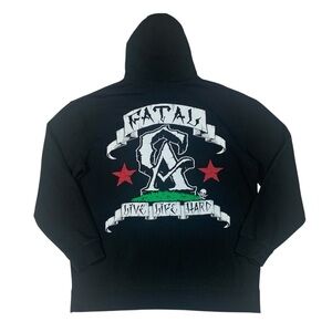 Fatal Clothing Mens XXL Full Zip Hoodie Fleece L/S California Live Life Hard Blk